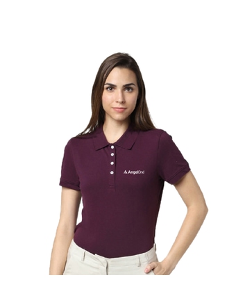 Vero Moda Jacquard Women's Polo T-Shirt - Maroon